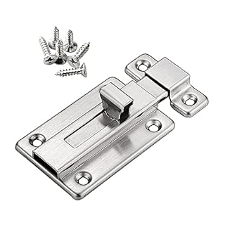 YUOIP® Door Lock Gate Bolt 3" Stainless Steel Door Latch Gate Latch Sliding Bolts for Bathroom Loft Hatch Pet Gate (Stainless Steel Screws)