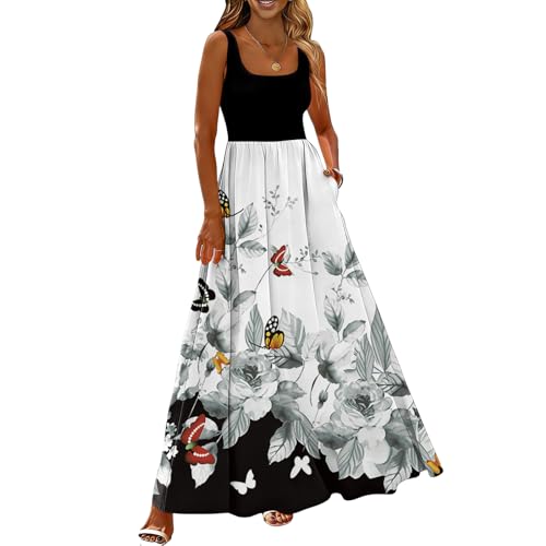 Robe longue ample imprimé floral : le confort frais sans manches
