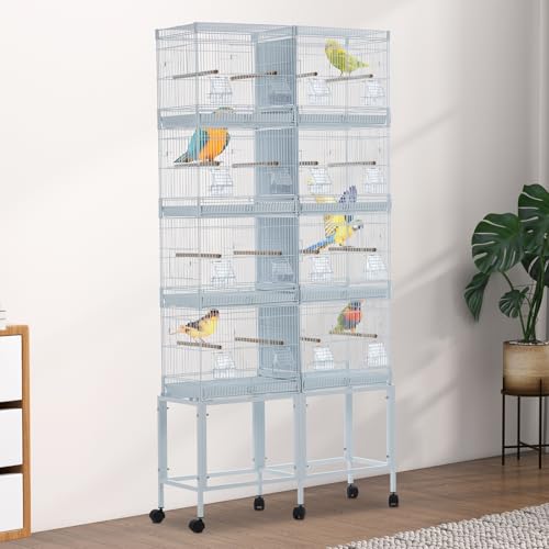 Image of Extra Large Bird Cage Metal Parrot Cage for Mid-Sized Parrots Cockatiels Conures Parakeets Lovebirds Budgie Finch, White