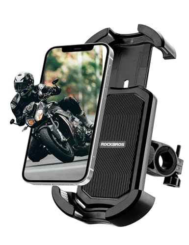 Image of ROCKBROS Bike Phone Holder - Motorcycle Phone Mount with Security Lock, Shockproof Bicycle Phone Mount, Adjustable for 4.7'-6.8' Phones