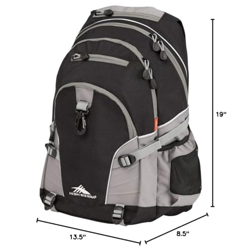 Image of High Sierra Loop Backpack, Travel, or Work Bookbag with tablet sleeve, One Size, Black /Charcoal