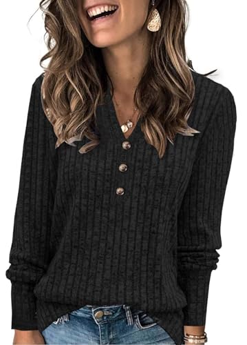 Image of XMTOPYE Sweaters for Women Fashion Long Sleeve Tops Pullover V Neck Casual Loose Sweatshirt
