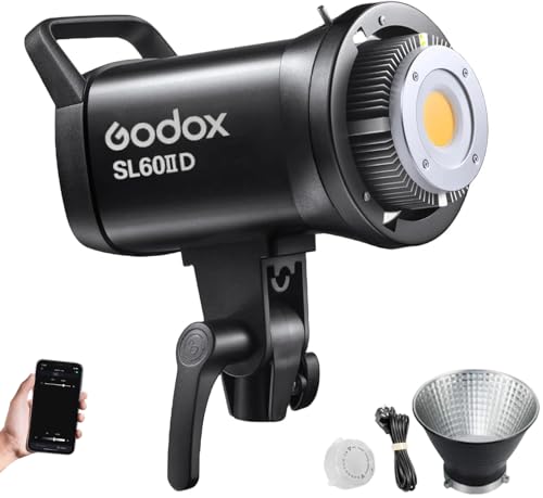 Godox SL60IID Daylight LED Vidéo Lampe de Studio, 70W 5600K 18600 Lumens LED Continuous Light, Bluetooth Contrôle et 8 FX Effects Projecteur Lumière avec Bowens Mount