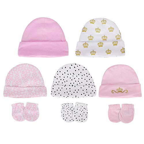 LACOFIA Pasgeboren Babymutsjes en Anti-kraswanten Set 100% Katoenen Petten en Handschoenen Pasgeboren Jongens en Meisjes… - Image 3