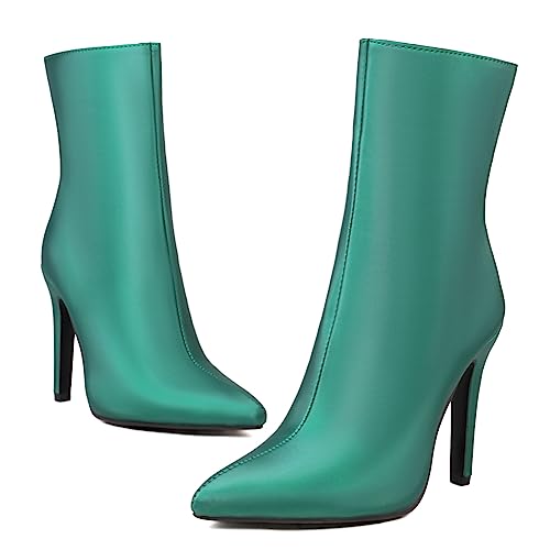 Bottines talons aiguilles grande taille 44 en maille stretch confortable vert clair