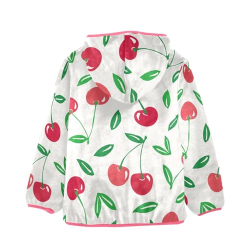 OTVEE Red Cherry Fruits Kids Hoodie Jacket Fall Spring Full Zip Warm Outwear Coat2