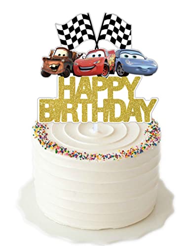 77 Ponies Car Birthday Cake Topper,Car Boys And Girl Birthday Party Cake Toppers Decorations Supplies,Gold #TOP1