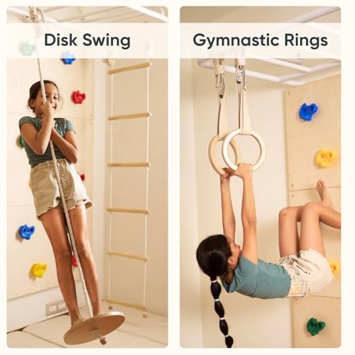 Image of Curious Cub Jungle Gym for Kids Indoor | Kids Gymnastics At Home Gym | Contains Rock Climbing, Wall Climbing for Kids | Ladder for Kids to Play Indoor Fun Activity for Ages 4+