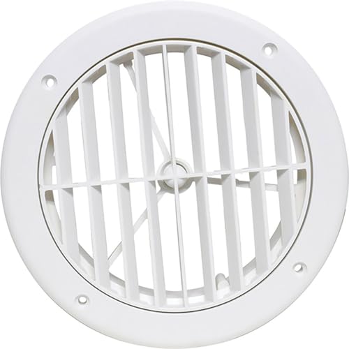 VALTERRA A10-3363VP Heating and A/C Register with 360° Rotation (No Damper) - 5-1/4" ID x 7" OD, White