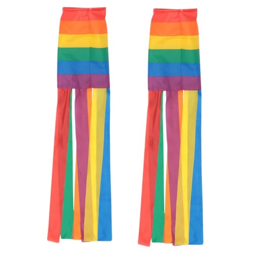 TOYANDONA 2piezas Bandera De Dirección del Viento Colorida Mangas De Viento Arcoíris Largas Decoración Colgante De Arcoíris para Balcón y Jardín