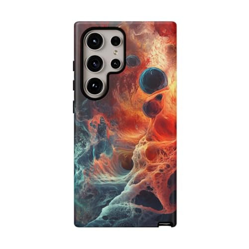 Coque Galaxy S24 Ultra rouge mate rigide texture abstraite flamboyante