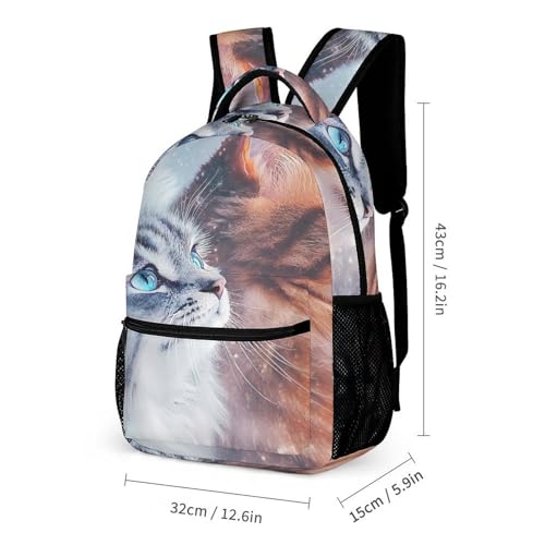 Grey And Yellow Cats Travel Backpack Casual Daypack Shoulder Bag with Adjustable Shoulder Straps2