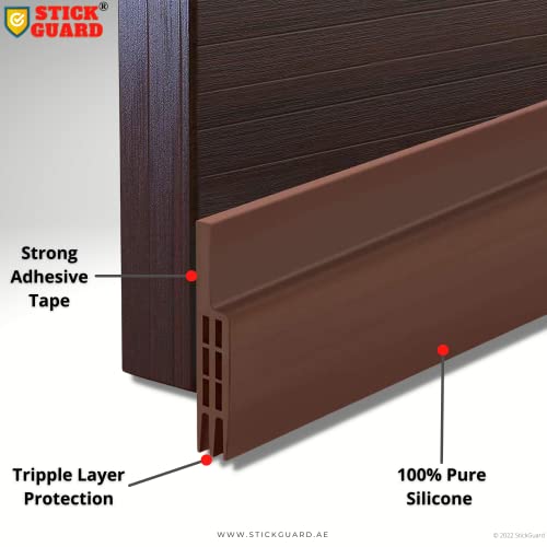 Image of Door Seal Strip for Blocking Insects Air Dust - Self Adhesive Silicone Door Draught Excluder for Bottom of Door Soundproof Weatherproof Under Door Draught Excluder -