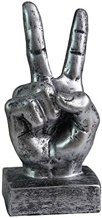 Creative Statues and Abstract Hand Sculptures for Home & Office Decor,Finger Signs Marks Figurines (Silver Yes)