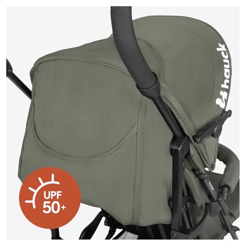 Hauck Fold N Care, Olive - Lightweight Umbrella Pushchair with Raincover from 6 Months to 22 kg, Lie Flat, Compact Fold, Sun Canopy UPF 50+, EVA Wheels, Large Basket, Travel Stroller - Image 6