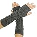 Flammi Women's Cable Knit Arm Warmer Fingerless Gloves Thumb Hole Gloves Mittens (Grey)