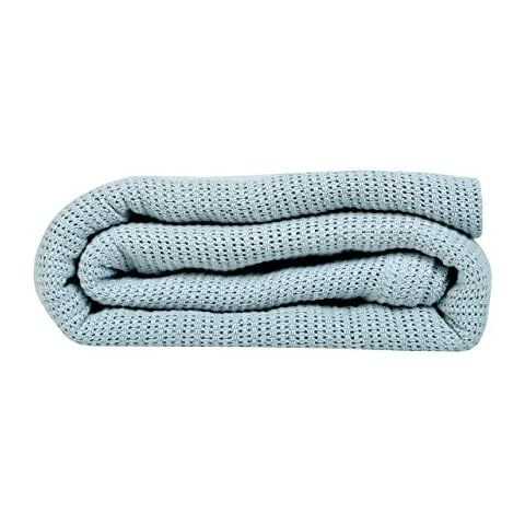Linteum Textile Supply Leno Weave Ice Grey Blanket, Queen 100% Cotton, Lightweight, Warm, Extra-Fluffy, Premium and Durable Soft & Cozy Bed Blanket for Bed, Couch, Sofa Throw for All Season Cover