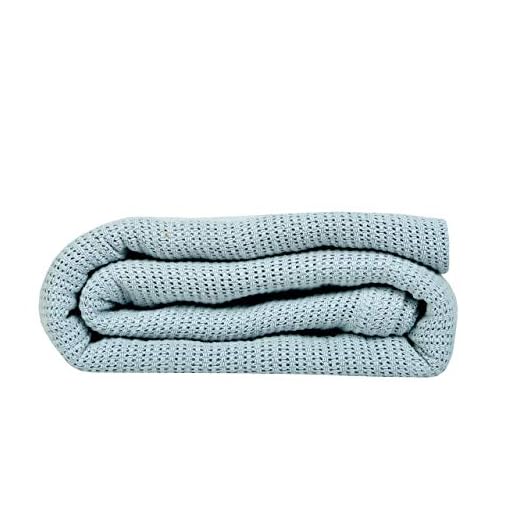 Linteum Textile Supply Leno Weave Ice Grey Blanket, Queen 100% Cotton, Lightweight, Warm, Extra-Fluffy, Premium and Durable Soft & Cozy Bed Blanket for Bed, Couch, Sofa Throw for All Season