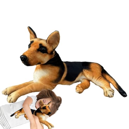 Paodduk Peluche pastore tedesco, animali di peluche per cani di peluche | Morbida bambola per cani da pastore,Grande bambola realistica per cani sicura e morbida per fornire un tocco confortevole