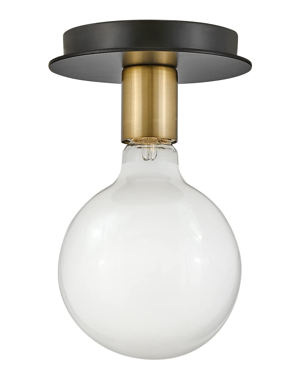 LarkBobbie 83201LCB Single Light Flush Mount Ceiling Fixture - Ideal for Low Ceilings, Small Spaces - Lacquered Brass + Black