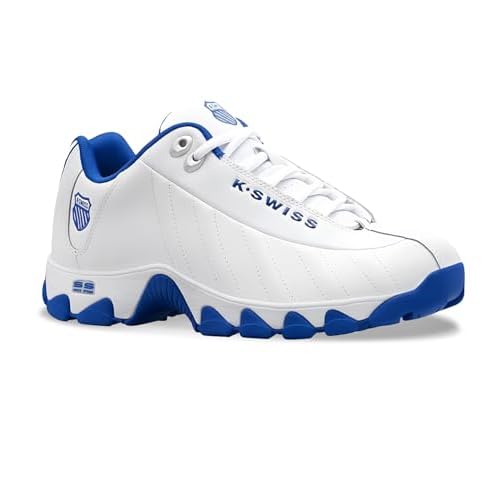 K-Swiss Men's ST329 CMF Sneaker, Wide Tennis Dad Walking Shoes Leather Upper 6.5 X-Wide White/Classic Blue