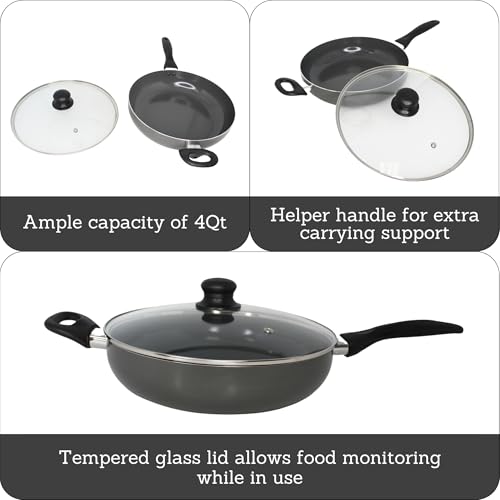 IMUSA 4 Quart Aluminum Ceramic Nonstick Stock Pot Cooker with Cool-Touch Handles and Helper Handle for Cooking Pasta Soups Stews Simmering Sauces Braising Meat Gray Finish by Imusa - Used condition - Image 2