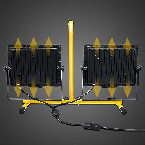 Focos LED exterior 2x100W con trípode ajustable y reflector impermeable IP66 para obras y garajes 4