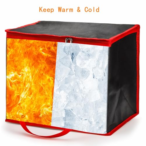 Cididu 4 Pack Insulated Reusable Grocery Shopping Bags, X-Large Cooler Bag And Food Warmer, Collapsible Pizza Delivery Bags Cooler Totes With Zippered Top And Baseboard For Food Delivery thumb #4