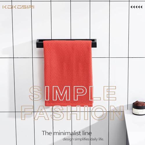 Image of KOKOSIRI Towel Bar Matte Black Hand Towel Holder 12-Inch Kitchen Rack Stainless Steel for Bathroom Hardware Wall Mounted, 1 Pack B4008BK-L12