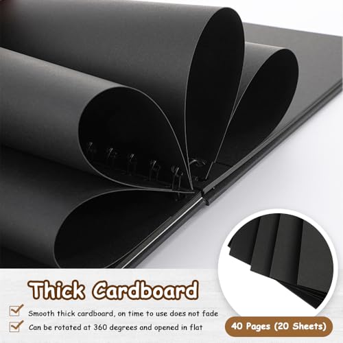 GZSYWZ Fotoalbum zum Selbstgestalten - 17x17cm DIY Scrapbook 20 Blätter(40 Seiten) Schwarze Seiten Fotobuch zum Einkleben, Fotobücher Kraftpapier Spiralalbum für Baby Geburtstag Jahrestag Hochzeit