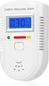 Detector de monóxido de carbono conectado na parede, monitor de gás CO detector de alarme com visor digital aviso de som e luz para casa/local de trabalho