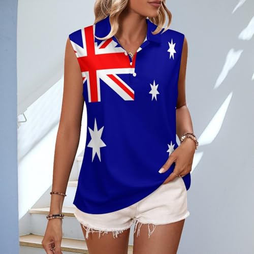 Polo sin mangas para mujer ideal para golf y tenis con diseño de bandera 2