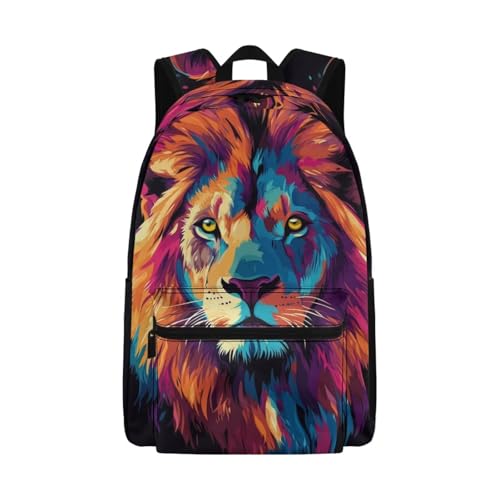 Lion Boys School Backpack 12-14 Years Old Cool Personalized Bookbags for Kids Boys 17 Inch Middle School Bags for Students Large Capacity Knapsack