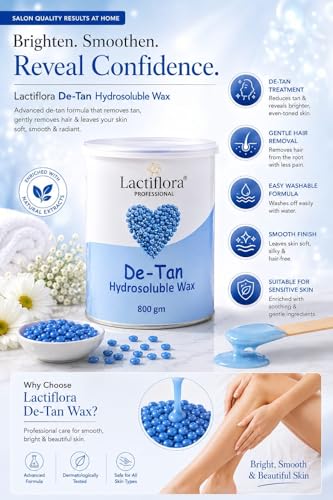 Image of Lactiflora Professional De-Tan Hydrosoluble Wax, 800 gm, Hair Removal Wax Beads