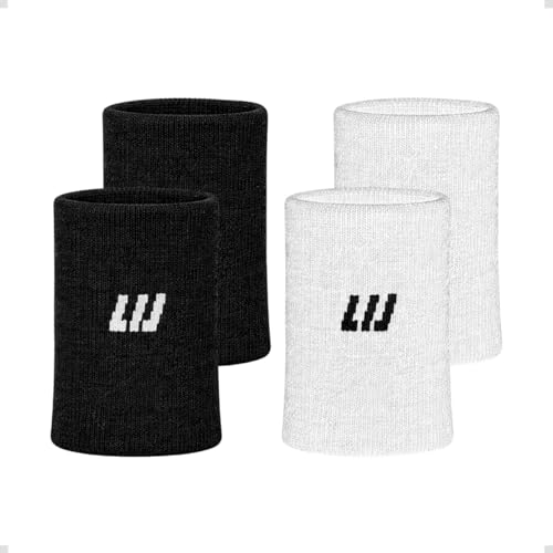 2 Pares Munhequeira Performance Pulse Tênis Crossfit Academia Unissex Seca Rápido Padel Beach Tennis (Branco e Preto, Único)