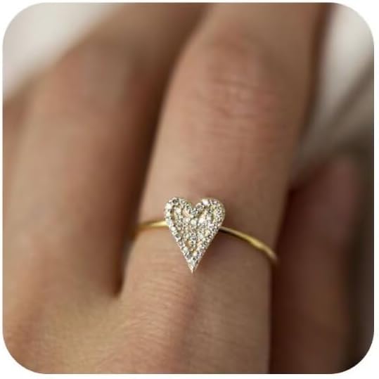 14K Gold Plated Heart-Shaped Ring with Tiny Diamonds - Dainty Bridal Jewelry, Ideal for Bridal Wear, Engagement & Wedding Anniversary​ Size 10