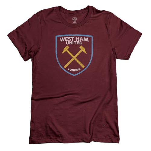 West Ham United Color Badge Premium Cotton T-Shirt - Maroon (US Alpha X-Large Regular Regular Maroon)