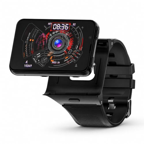 ciciglow 4G Smartwatch, 6GB RAM 128GB ROM 2.88in HD Display Dual Cameras Watch WiFi Smartwatch Small SIM, Standalone Call, Hands Free (Black)