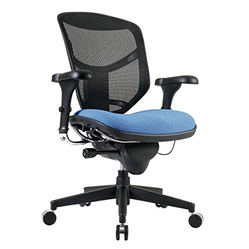 WorkPro® Quantum 9000 Series Ergonomic Mesh/Premium Fabric Mid-Back Chair, Black/Sky, BIFMA Compliant