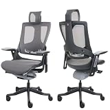 Mendler Poltrona sedia ufficio girevole regolabile MERRYFAIR Wau 2 ergonomica poggiatesta alluminio tessuto nero grigio nero
