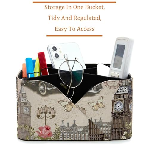 Organiseur de bureau vintage Londres à 4 compartiments pour stylos