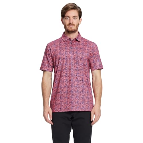 Image of Golf Shirts for Men Dry Fit Short Sleeve Print Performance Moisture Wicking Polo Shirt