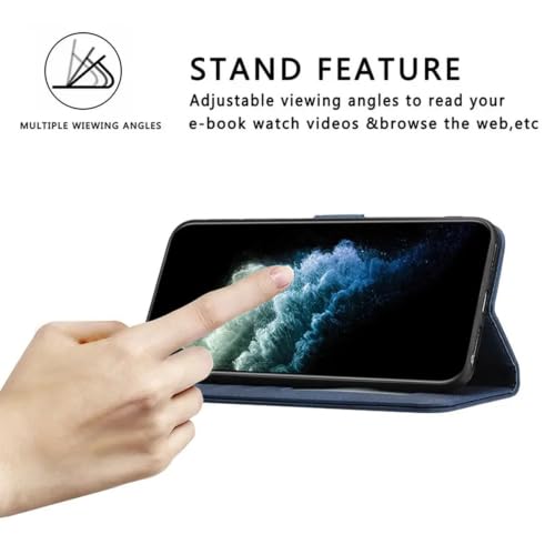 Image of amazon basics Vivo X300FE 5G Flip Cover | Card Pockets Wallet & Stand | Flip Cover for Vivo X300FE 5G (Blue Button)