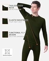 Runhit Thermal Underwear for Men Fleece Lined Long Johns Base Layer Top Bottom Set Cold Weather Gear Hunting Running Skiing Cycling Army Green 2XL — image 2