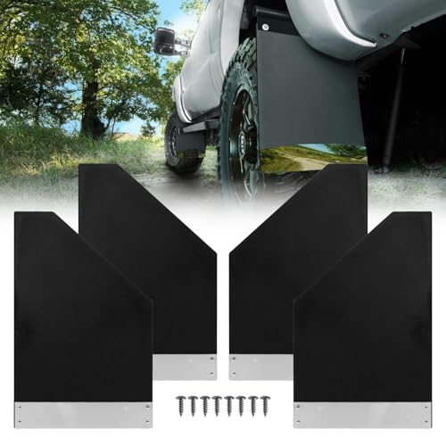 RULLINE 4-Pack Universal Car Fender Splash Guards with Reflective Night Safety Strips, Front & Rear Protection for Trucks, SUVs, Vans, and Cars