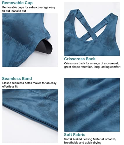 Image of Sports Bras for Women Criss-Cross Back Padded Workout Tank Tops Medium Support Crop Tops for Women