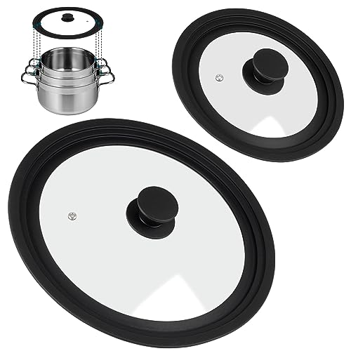 Akicderu Universaldeckel 2er-Set, Pfannendeckel, Glasdeckel für 18/20/22 cm und 24/26/28 cm Töpfe und Pfannen… – Ansicht 1