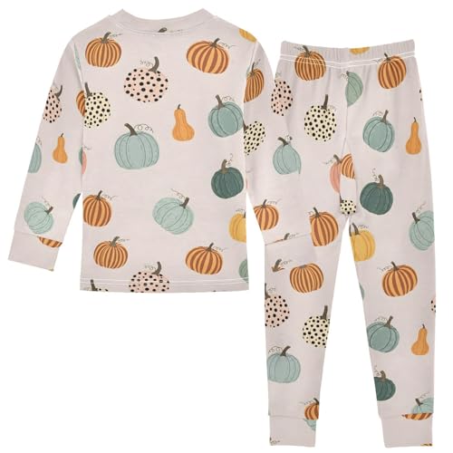 Pajama Sets Long Sleeve Colorful Pumpkins with Dots Stripes Soft Comfy Sleepwear 2 Piece PJS 3-8T3