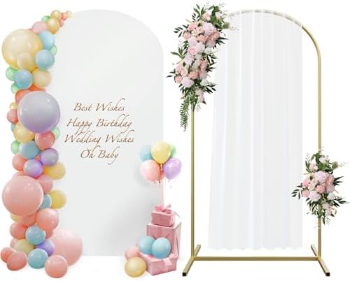 Balloon Arch Stand with Cover 6.6ft, Wedding Arch Backdrop Stand, Metal Arch Stand & Arch Stand Cover Set with 100 Party Multi-Colored Balloons for Birthday Party
