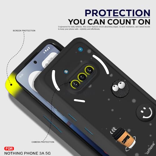 Image of AESTMO Back Case Cover for Nothing Phone 3A 5G | Cute Fun Cartoon 3D Ball | Coffee Silicone Case | Full Body Protection | Camera Protection Back Cover for Nothing Phone 3A 5G (Black)
